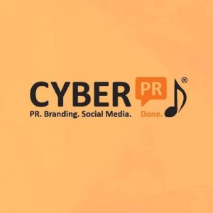 Cyber PR Music logo with the tagline "PR. Branding. Social Media. Done."