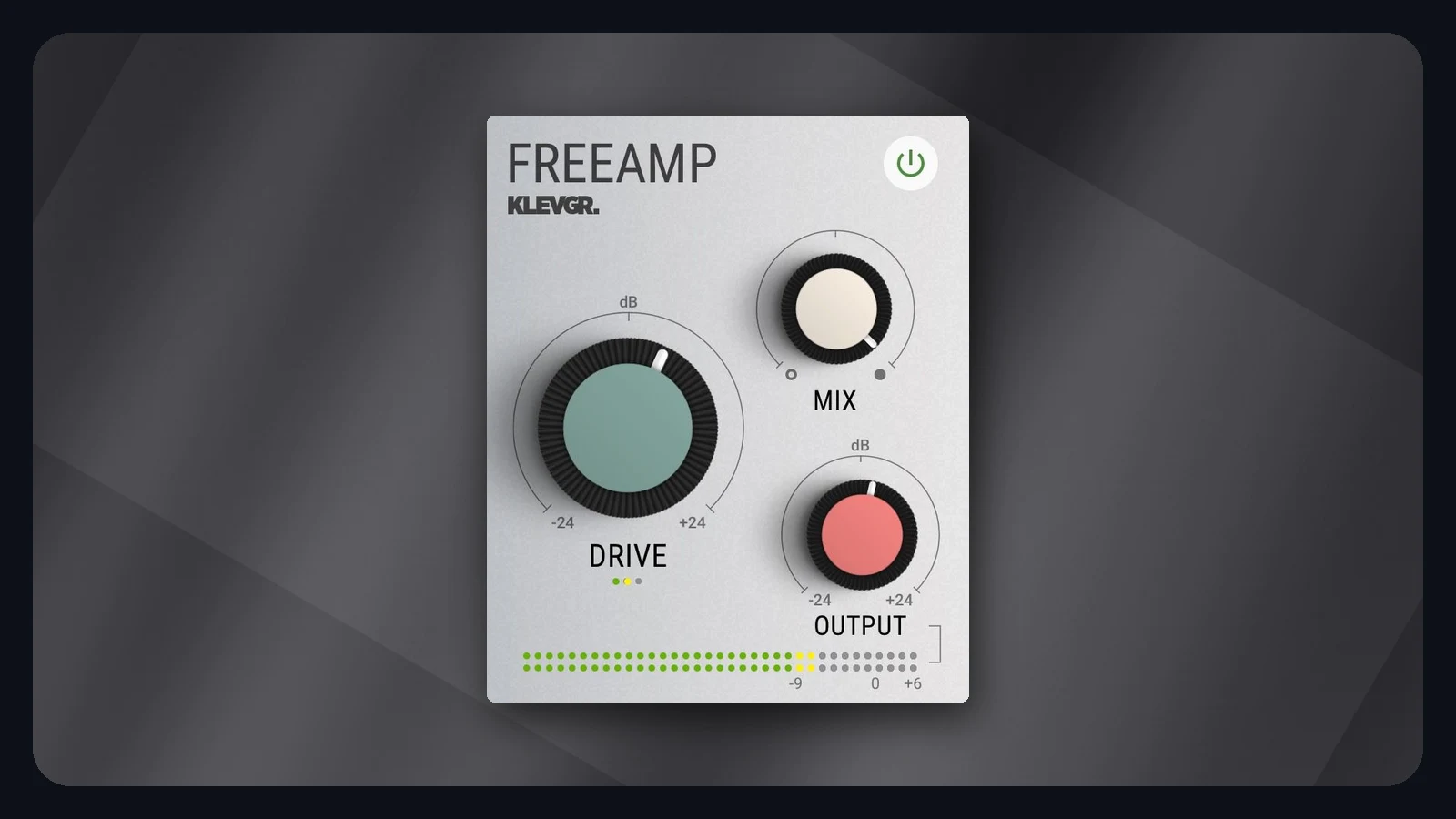 Klevgrand FreeAMP free tape and tube saturation plugin with Drive, Mix and Output knobs